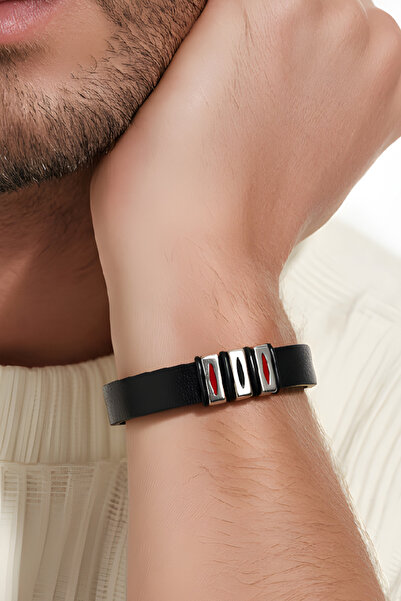 NBS Beautiful Naturel Stones Men's Leather Bracelet with Magnet Closure (Gift...