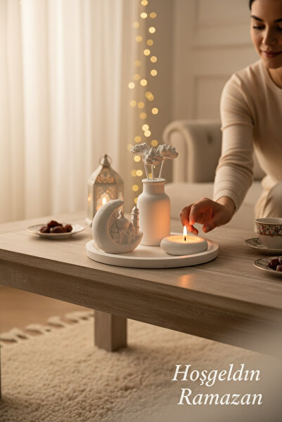 LALEZEN HOME RAMAZAN DEKORATİF OBJE VAZO VE MUMLUK SET
