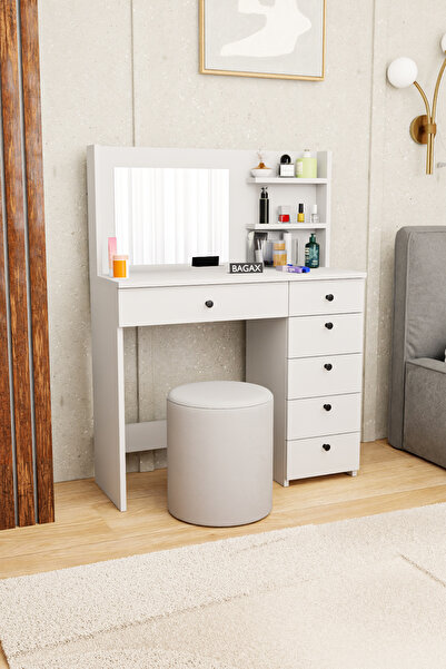 BAGAX Aynalı Dolaplı Makyaj Masası, Çok Çekmeceli & Raflı, Geniş Depolama Alanlı