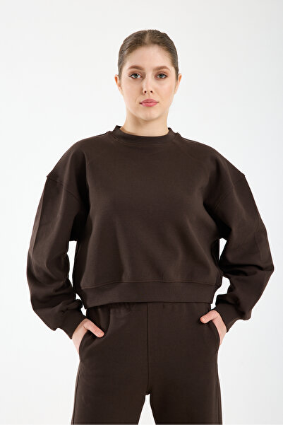 MONNSTUDİO Women's Crew Neck Modal Sweatshirt - Premium Soft Textured Basic Top
