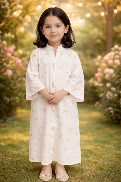 RONZA جلابيه بناتي قطن مطرز