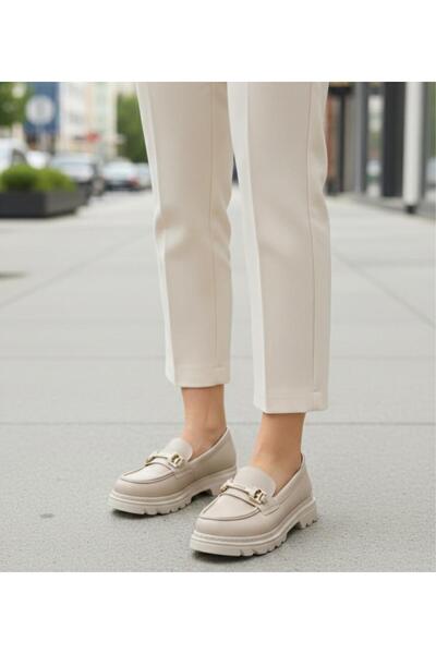 BARAK SHOES Women's High Anti-Slip Sole Buckle Detailed Oxford Loafer Shoes