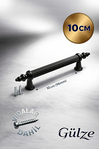 GÜLZE (10 cm) SİYAH Renk VEZİR Model Mobilya Kulpları Dolap, çekmece, komodin...