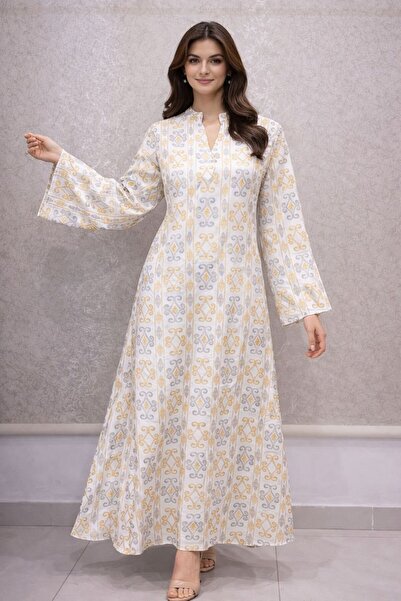 ELLA Kuwaiti linen jalabiya with embroidery for special occasions