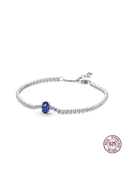 Hector&Co. Jewellery S925 Işıltılı Mavi Taşlı Tenis Bilekliği