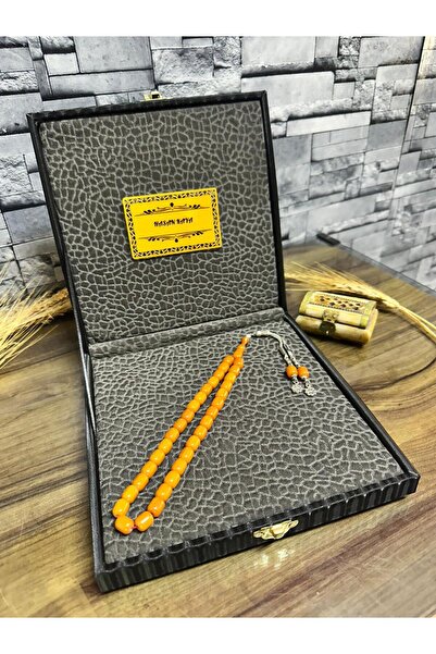 Koleksiyon Tesbih Kişiye Özel İsimli Kadife Kutulu Sıkma Kehribar Tespih Hedi...