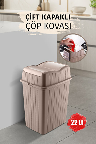 Saatistan 22 L - Double Lid Slim Trash Can - Decorative Home Office Bathroom ...