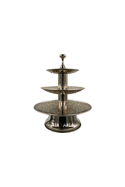 india حامل فواكه ثلاثي الطبقات - فضي ثنائي اللون