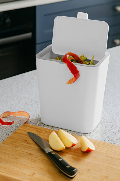 Saatistan Flip 6 LT Banyo Mutfak Tezgah Üstü Çöp Kovası Beyaz