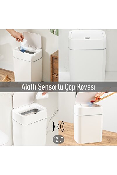 Saatistan 12 Litre Sensörlü Çöp Kovası, Hijyenik ve Pratik Kullanım