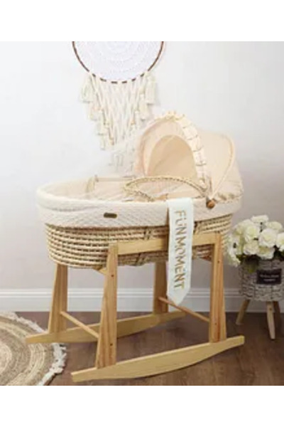 Fun Moment Moses Basket with Rocking Stand - Beige