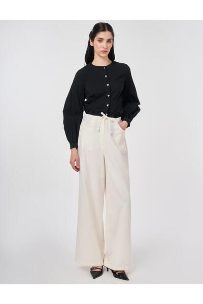 KYR Lace-Up Denim Trousers Ecru