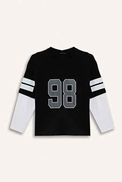 DeFacto Νέο μακρυμάνικο μπλουζάκι με στάμπα με λογότυπο Cycling Collar για αγ...