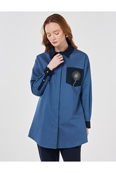 Kayra Single Pocket Cotton Tunic Indigo