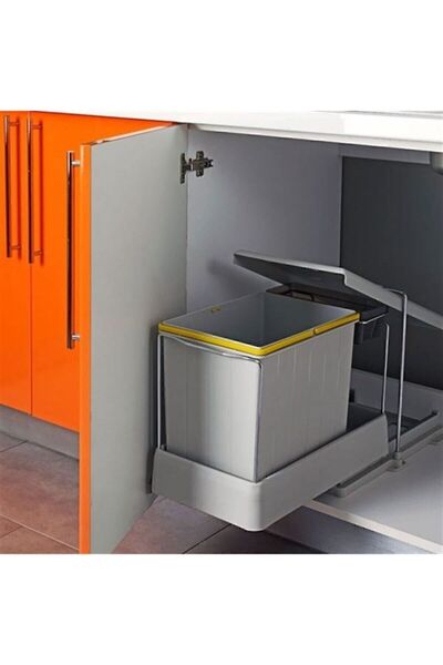 Saatistan Renkli Raylı Dolap İçi Çöp Kutusu 16 Litre, Pratik ve Şık Tasarım