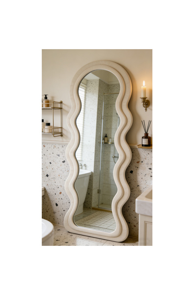 Mtanvxay Cream White Framed Mirror Double Layered Full Length 160x60cm for Ho...