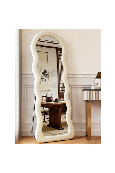 Mtanvxay 160x60cm Wavy Framed Mirror HD Full Length for Living Room Bedroom D...