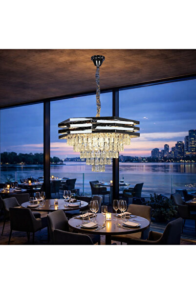 HAMER Classic silver crystal pendant light, size E14*9L, 60 cm, European style