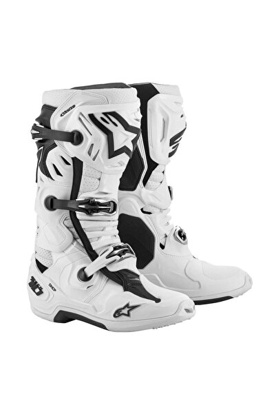 Alpinestars TECH 10 Supervented Kros Motosiklet Botu Beyaz Siyah