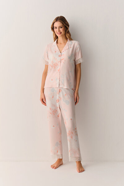 SUWEN Nicole Gömlek Yaka Pijama Takımı