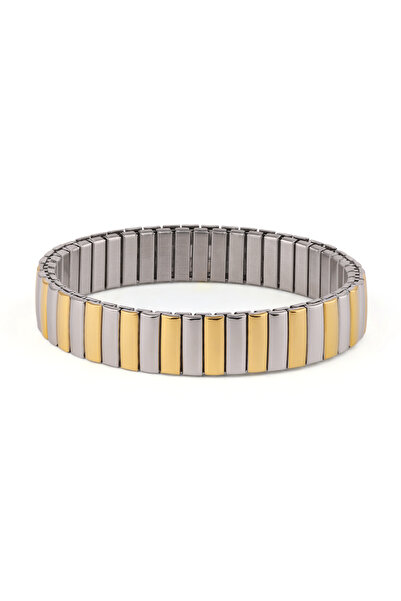 TAAHIRA Elastic Silver & Gold Band Bracelet