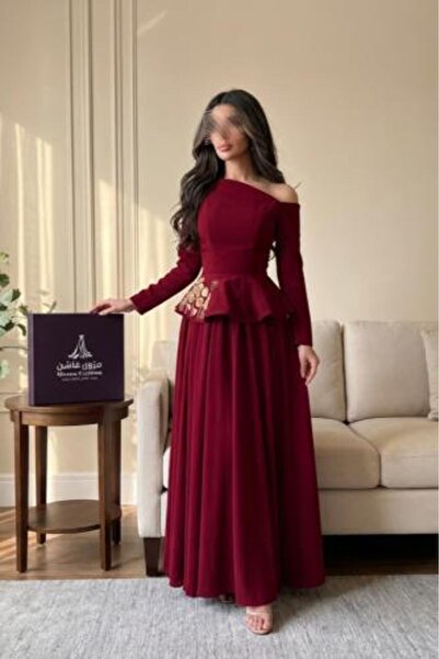 Mazoon Fashion Lilian Burgundy Dress