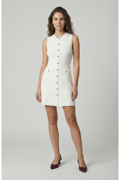 Network Kırıkbeyaz Kolsuz Düğme Detaylı Elbise