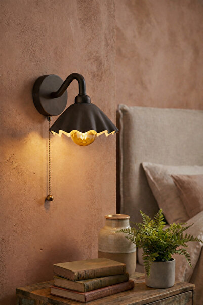 Limon 3D Desing Pileli Başlıklı Duvar Aplik | Zincir Anahtarlı | Siyah Renk |...