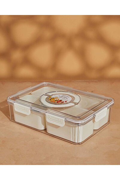 REDTAG طقم صواني تقديم وجبات خفيفة مستطيلة بيضاء (6 قطع)