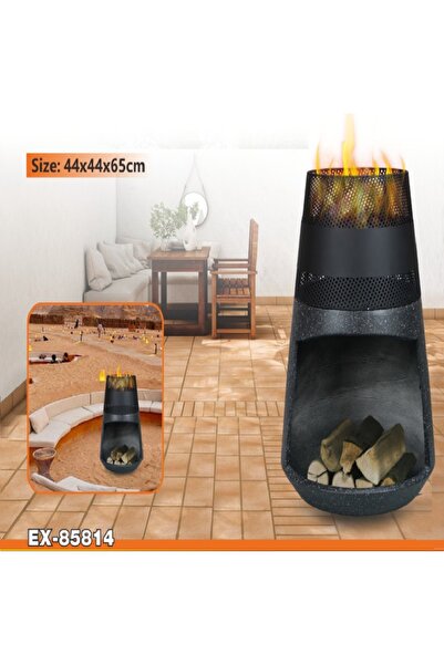 Extra Portable Fireplace with Grill – 65×44×44cm – Black – Trend
