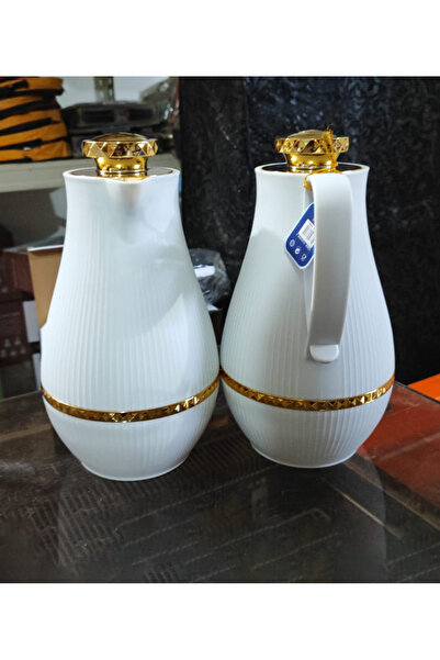 TrentonGCC Elegant 1 Liter Insulated Water Jug Set (2 Pcs) with Gold Trim Lid...