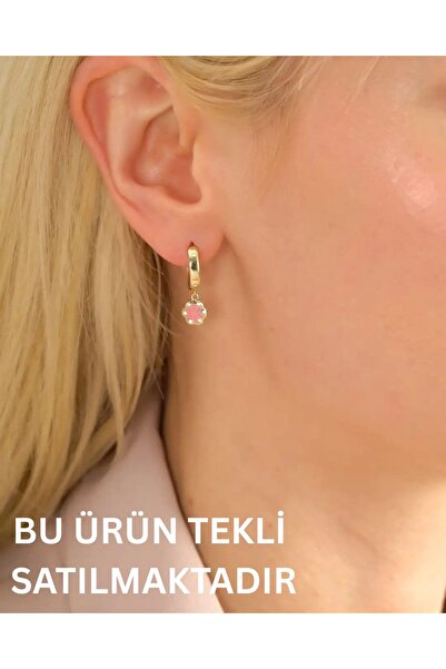 YCL JEWELLERY (TEKLİ) 8 Ayar Altın Pembe Yonca Küpe