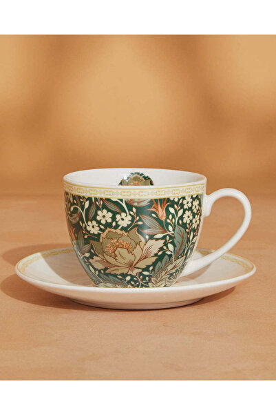 REDTAG White And Green Floral Print Cup & Saucer (2 Piece)