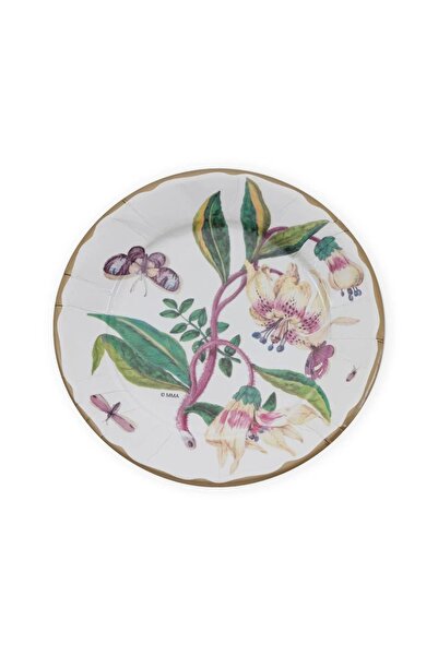 Caspari Porcelain Blooms Ivory Dinner Plates - 8 Per Package