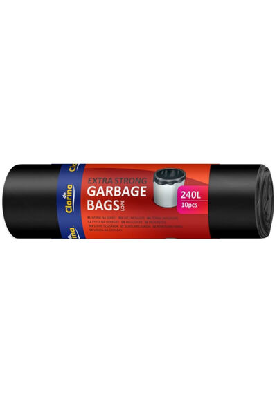 Clarina Cleaning bags 240L black 10 pcs/roll LDPE