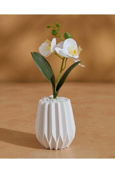 REDTAG White Artificial Orchids With Planter