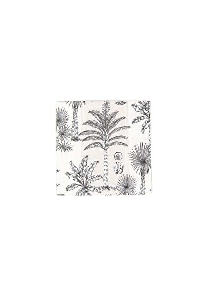 Caspari Southern Palms Flax & White Cocktail Napkins - 20 Per Package