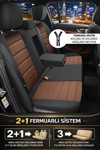 GM-DESIGN Speed Serisi Taba Pike Kumaş Üniversal Oto Koltuk Kılıfı - 5 Koltuk Tam Set