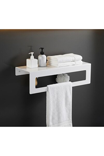 VERO Beyaz Havlu Tutacağı Raf Metal Havlu Askısı Mutfak Banyo Raflı Havluluk ...