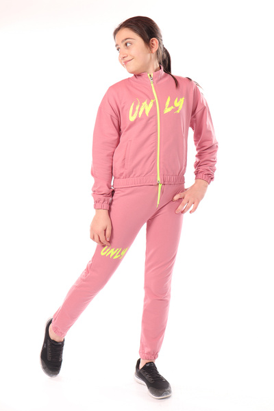 Toontoy Κοριτσίστικο σετ 2 τεμαχίων: Φούτερ με φερμουάρ και όρθιο γιακά με στ...