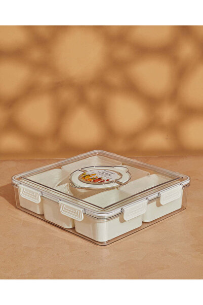 REDTAG طقم صواني تقديم وجبات خفيفة مستطيلة بيضاء (8 قطع)