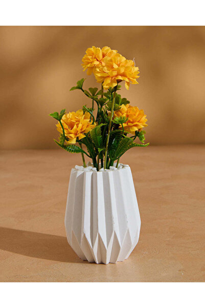 REDTAG زهرة قطيفة صناعية صفراء مع وعاء للزرع