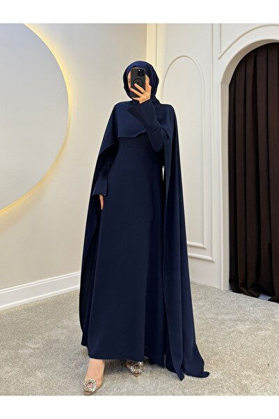 Molly Nelly Kadın Pelerin Detaylı Şık Krep Elbise