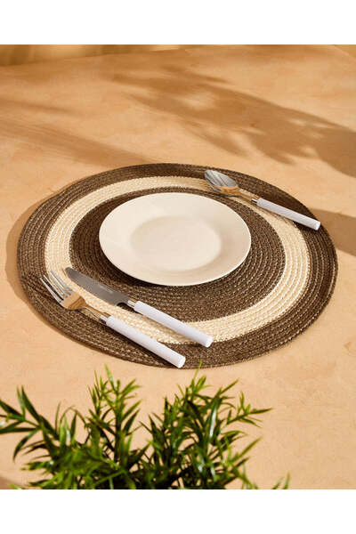 REDTAG Brown Round Braided Placemat