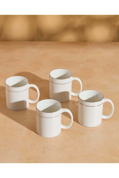 REDTAG White Mug with Gold Rim – 4 Piece Set