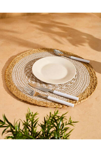 REDTAG Beige Cotton Round Braided Placemat