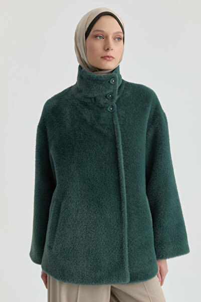 Tuğba Dik Yakalı Mont - Zümrüt