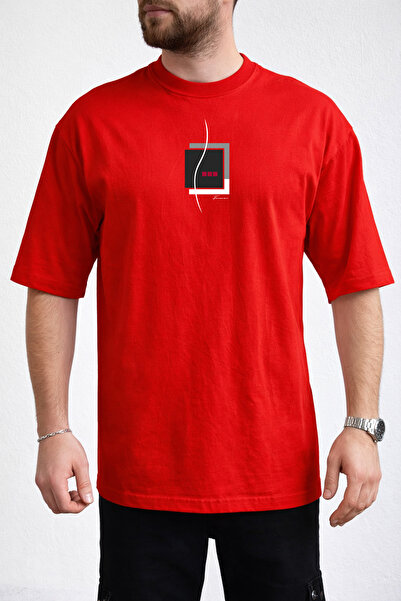 caddekombin Ανδρικό μπλουζάκι Forever με στάμπα και λαιμόκοψη ποδηλάτου σε κό...