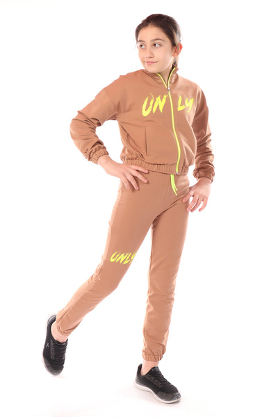 Toontoy Κοριτσίστικο σετ 2 τεμαχίων: Φούτερ με φερμουάρ και όρθιο γιακά με στ...