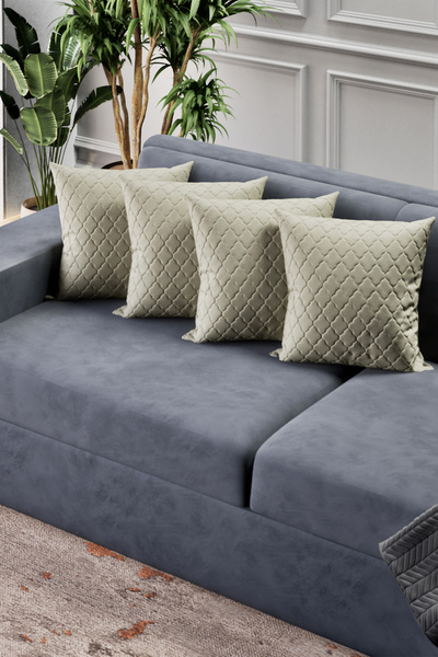 Mobpazar 4 Adet Kapitoneli Kırlent Kılıfı Soho Krem Renk 43x43 4 Adet